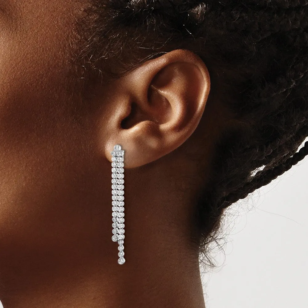 14K White Gold 1.6 ct Lab Grown Diamond Dangle Earrings VS Clarity, G-H Color