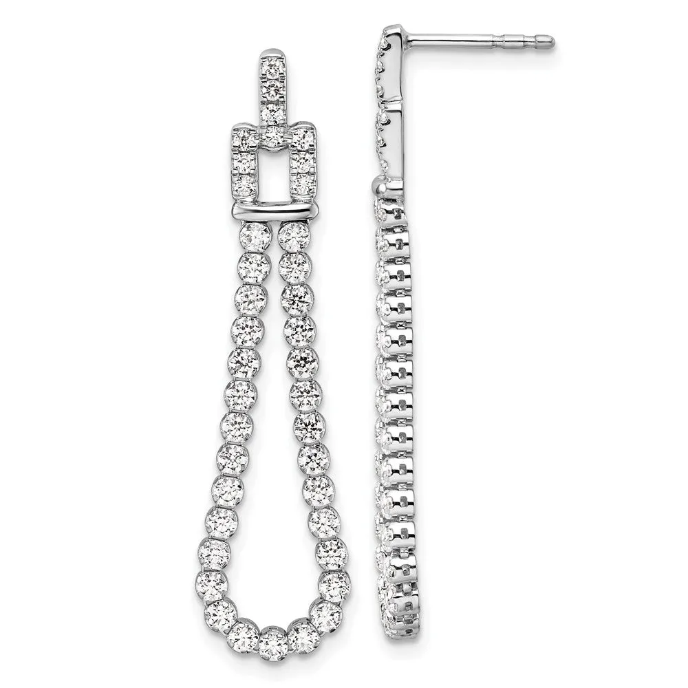 14K White Gold 1.65 ct Lab Grown Diamond Loop Dangle Earrings VS Clarity, G-H Color