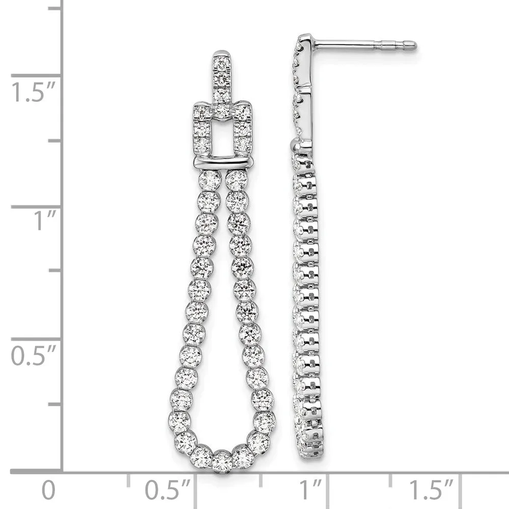 14K White Gold 1.65 ct Lab Grown Diamond Loop Dangle Earrings VS Clarity, G-H Color