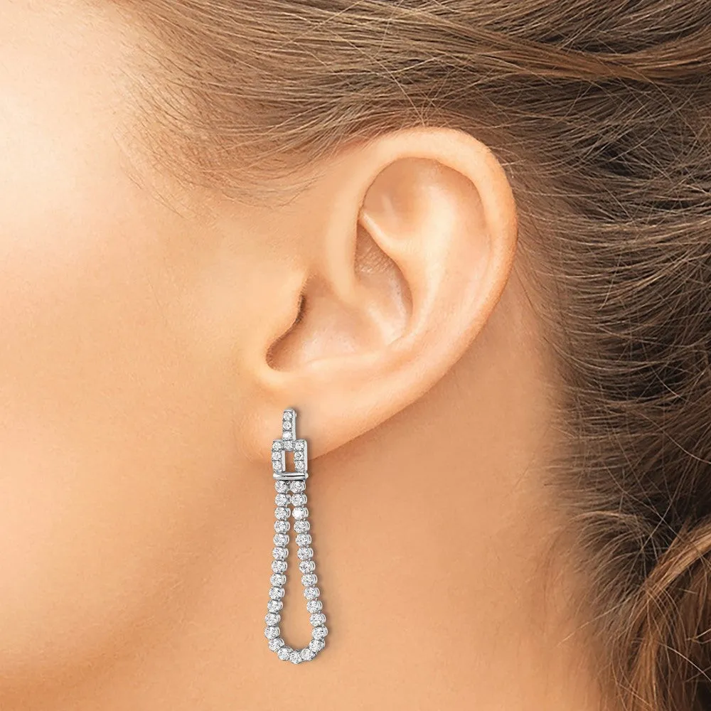 14K White Gold 1.65 ct Lab Grown Diamond Loop Dangle Earrings VS Clarity, G-H Color