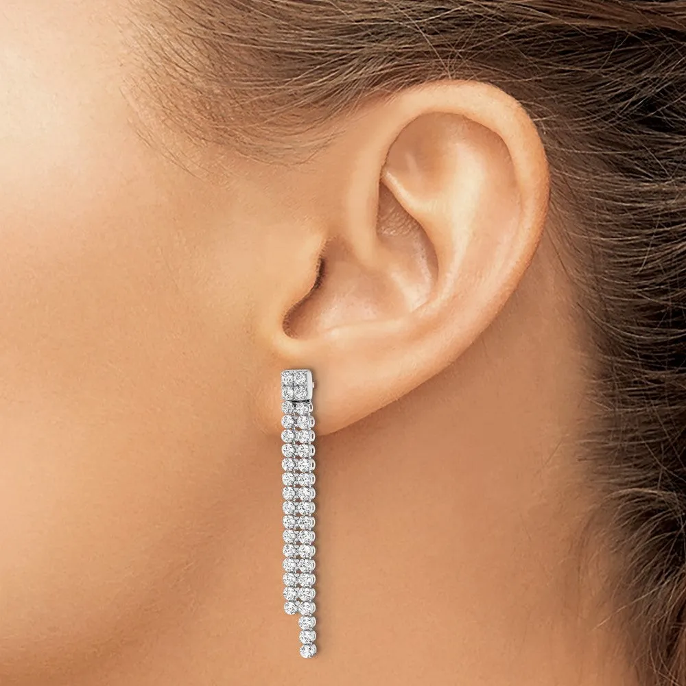 14K White Gold 1.85 ct Lab Grown Diamond Dangle Earrings VS Clarity, G-H Color