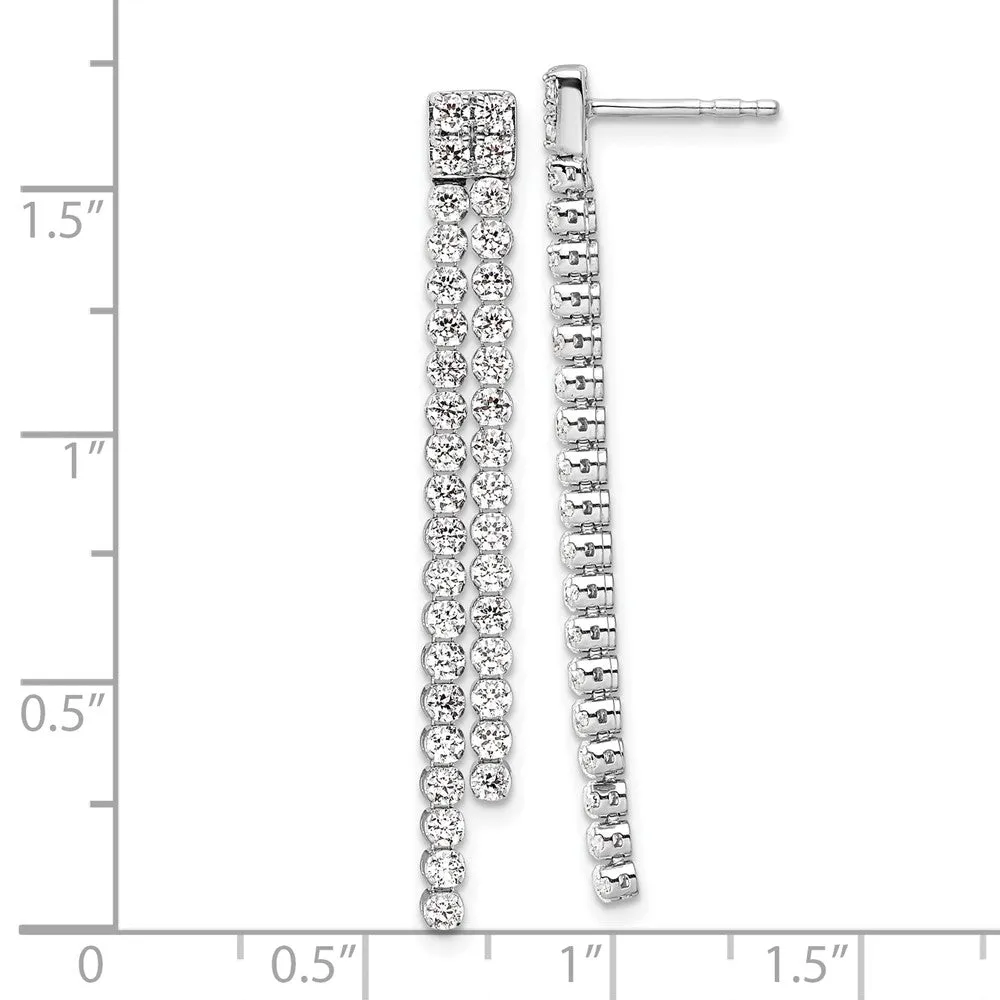 14K White Gold 1.85 ct Lab Grown Diamond Dangle Earrings VS Clarity, G-H Color