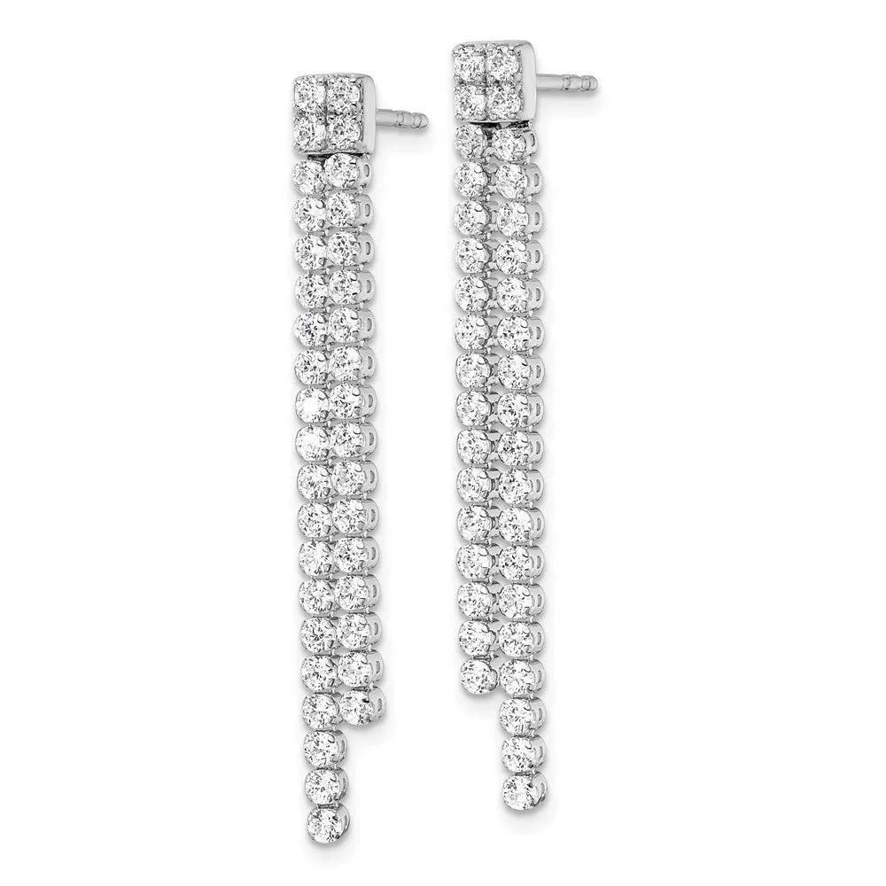 14K White Gold 1.85 ct Lab Grown Diamond Dangle Earrings VS Clarity, G-H Color