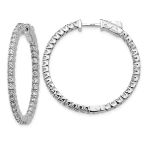 14k White Gold 2 ct Lab Grown Diamond Patented Safety Clasp In and Out Hoop Earrings VS Clarity, D-E Color