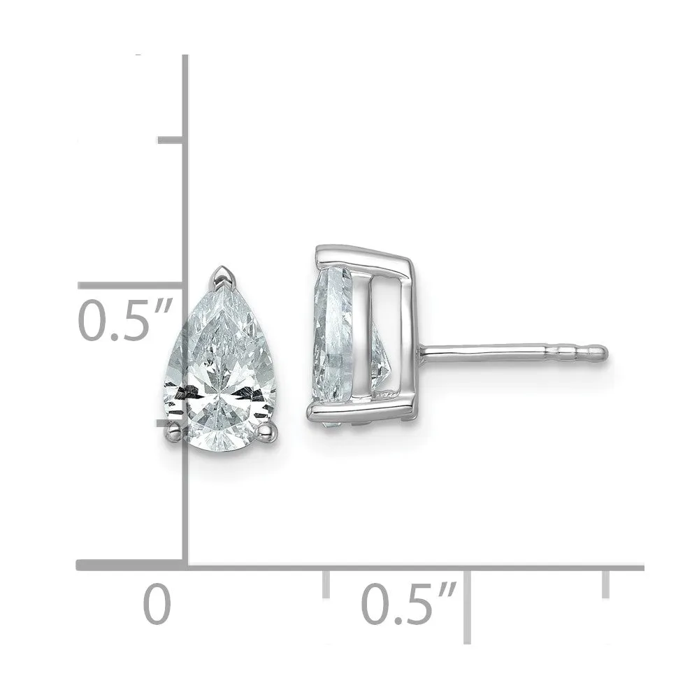 14k White Gold 2 ct Pear Lab Grown Diamond Stud Earrings VS Clarity, G-H Color