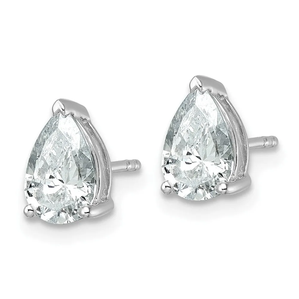 14k White Gold 2 ct Pear Lab Grown Diamond Stud Earrings VS Clarity, G-H Color