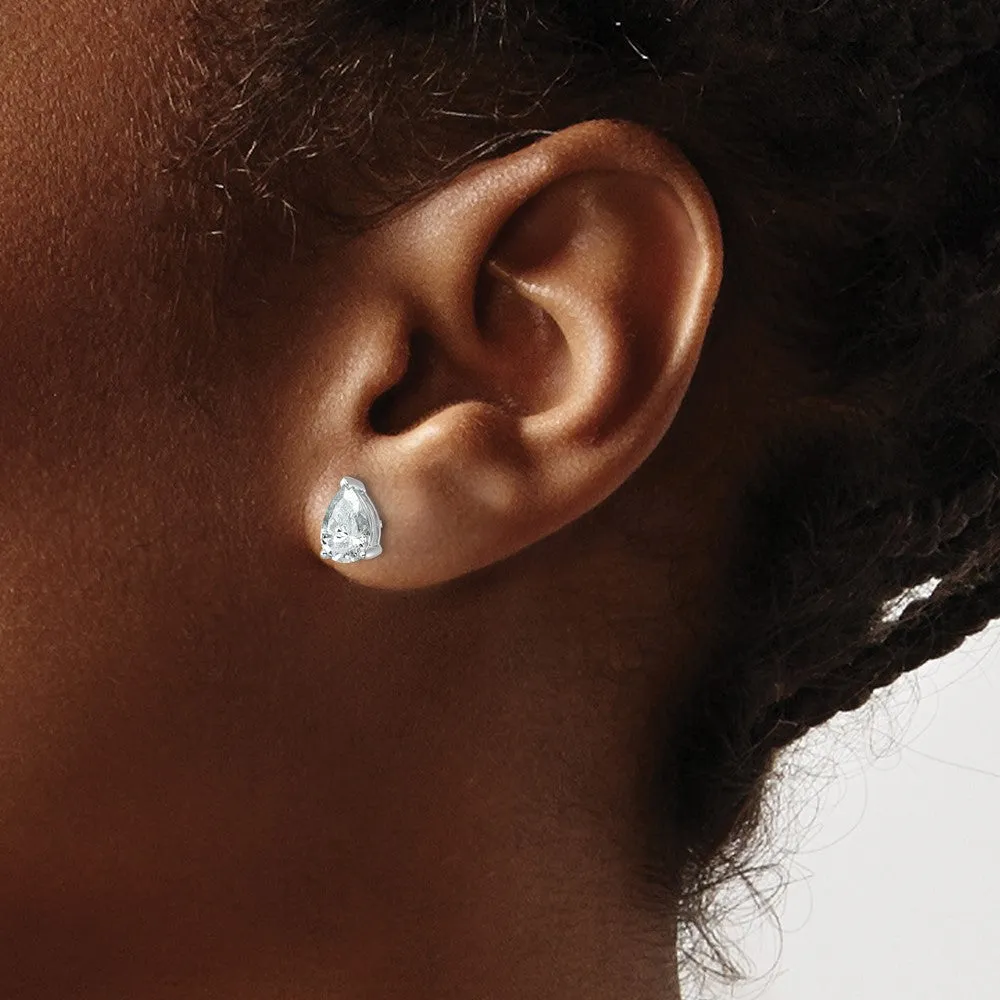 14k White Gold 2 ct Pear Lab Grown Diamond Stud Earrings VS Clarity, G-H Color