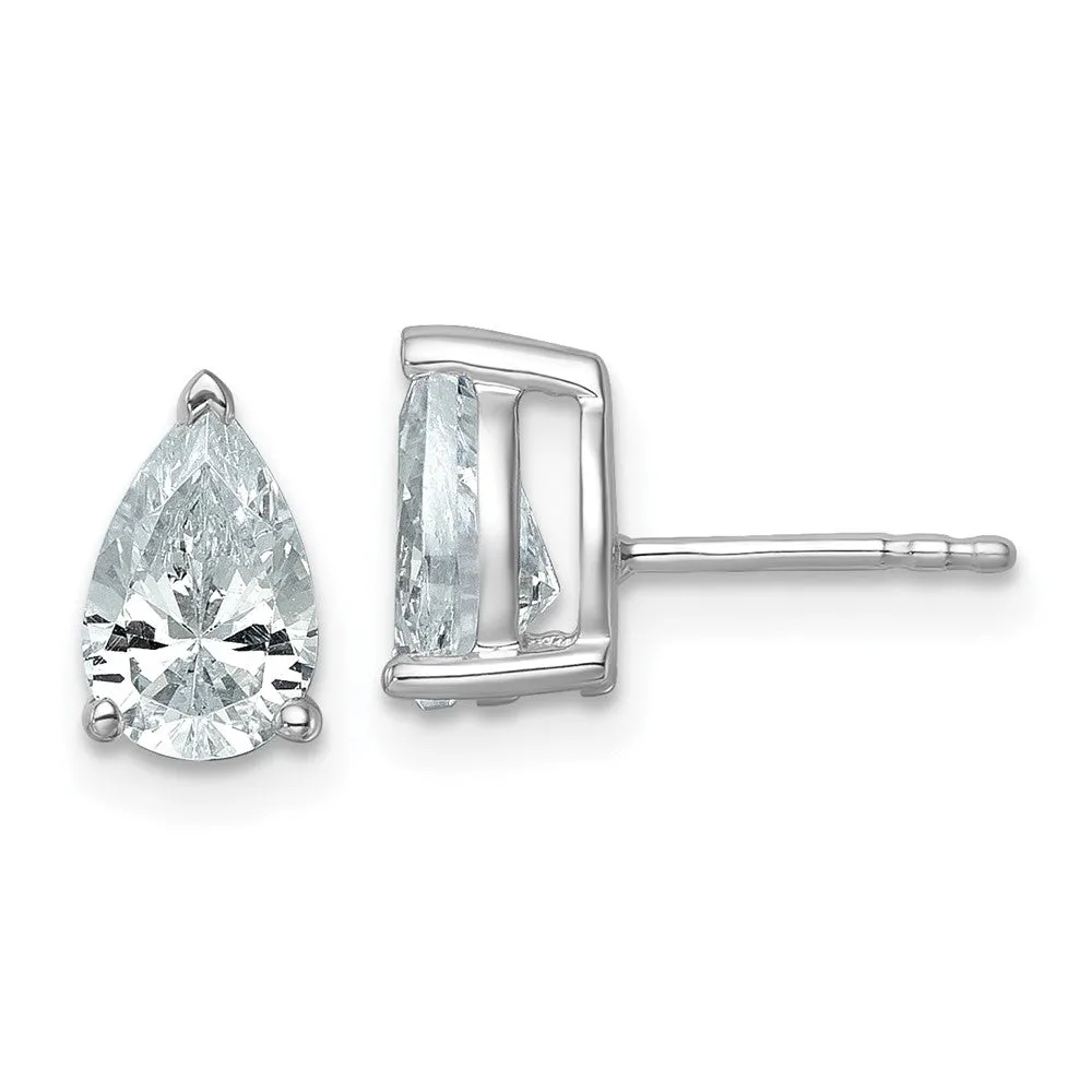 14k White Gold 2 ct Pear Lab Grown Diamond Stud Earrings VS Clarity, G-H Color