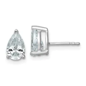 14k White Gold 2 ct Pear Lab Grown Diamond Stud Earrings VS Clarity, G-H Color