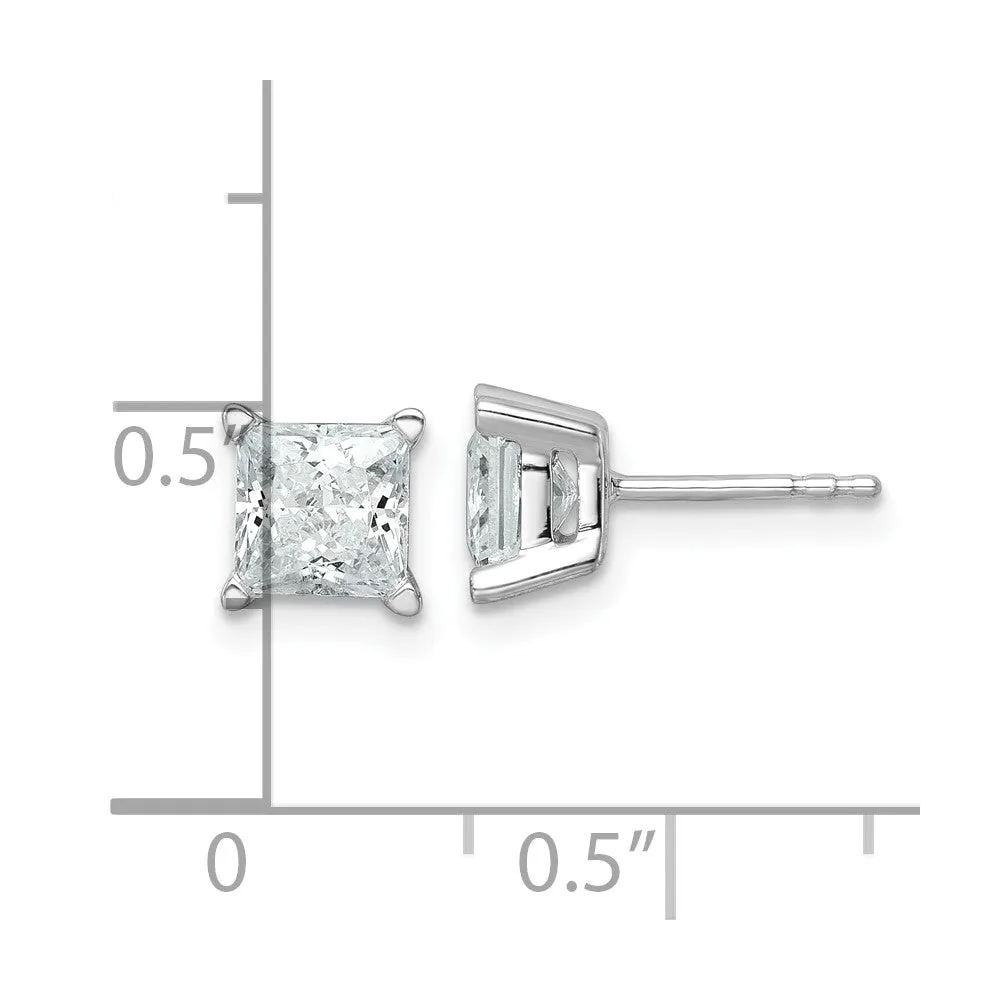 14k White Gold 2 ct Princess Lab Grown Diamond Stud Earrings VS Clarity, D-E Color