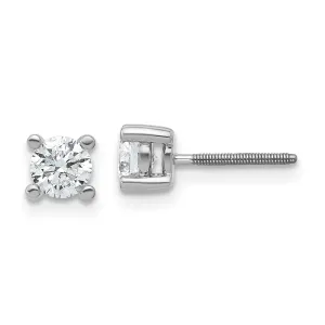 14k White Gold 2/3 ct Round Lab Grown Diamond Stud Earrings Screw Back VS Clarity, D-E Color