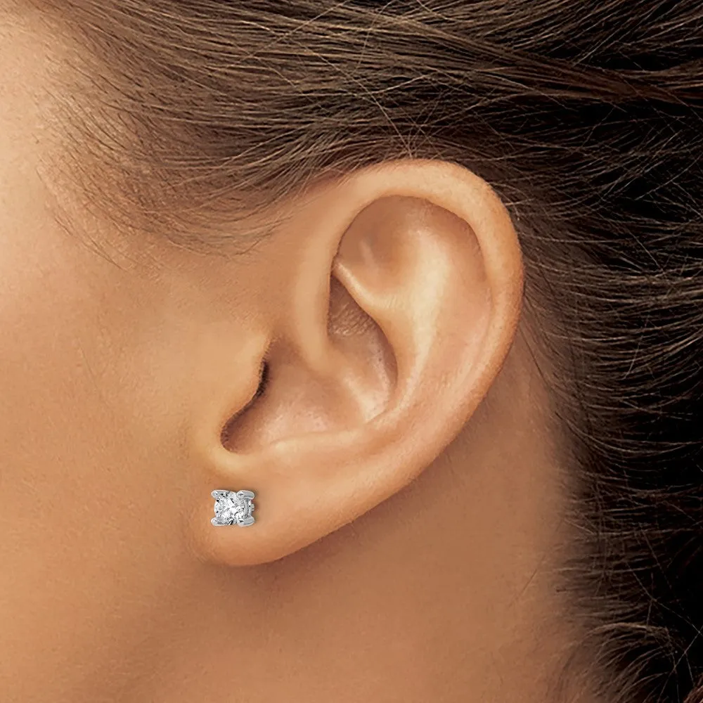 14k White Gold 2/3 ct Round Lab Grown Diamond Stud Earrings VS Clarity, G-H Color