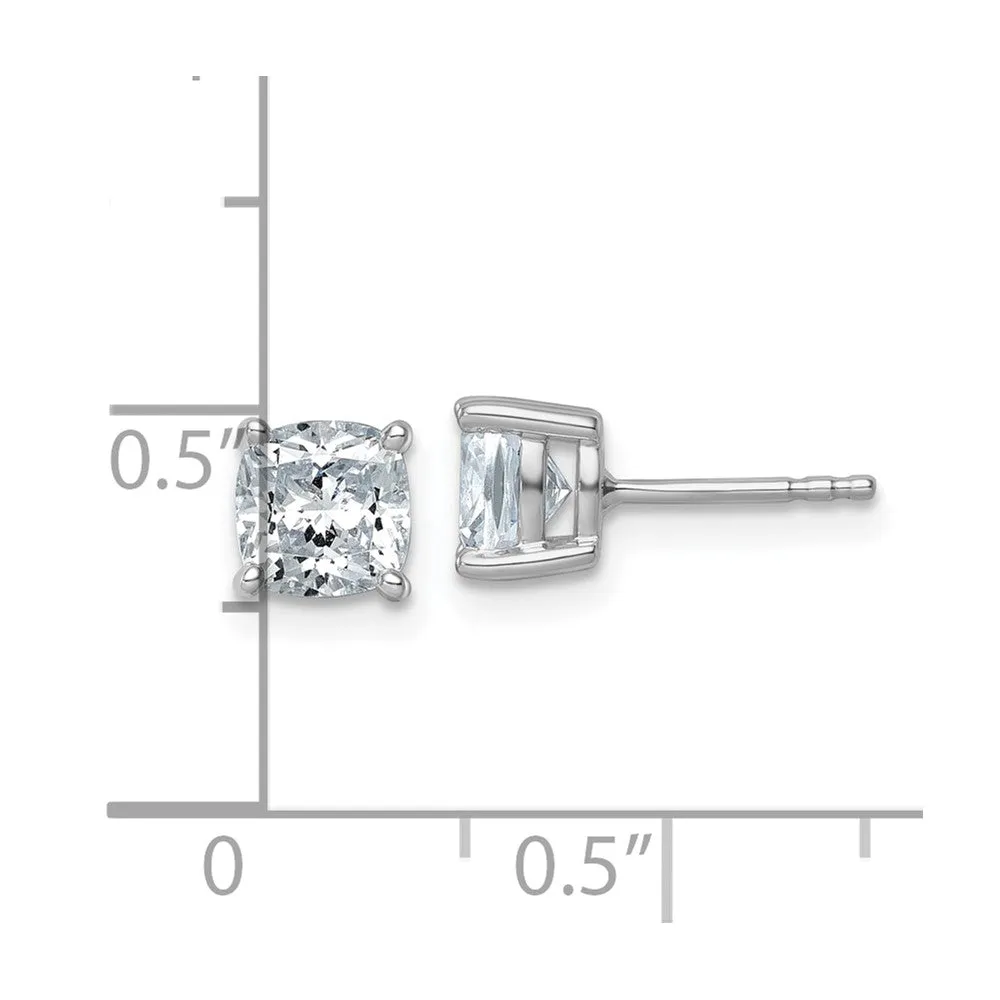 14k White Gold 2ctw Cushion Lab Grown Diamond Stud Earrings VS Clarity, G-H Color