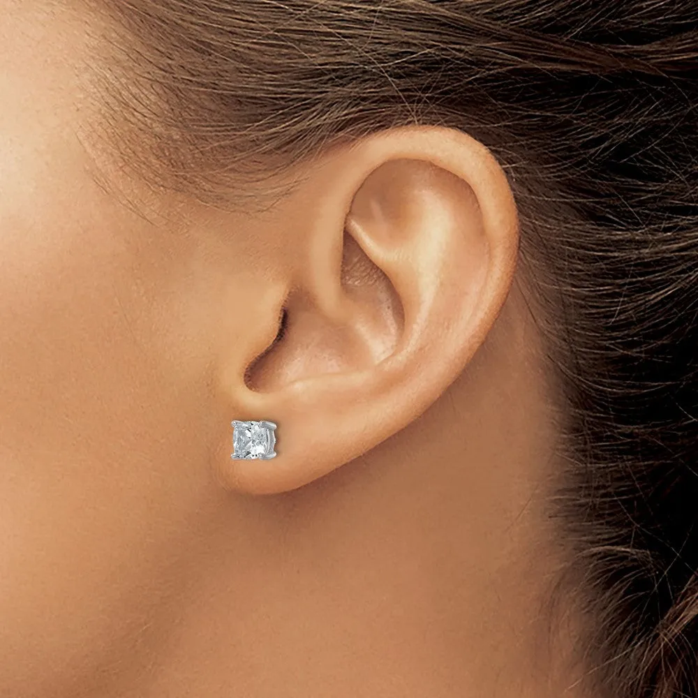 14k White Gold 2ctw Cushion Lab Grown Diamond Stud Earrings VS Clarity, G-H Color