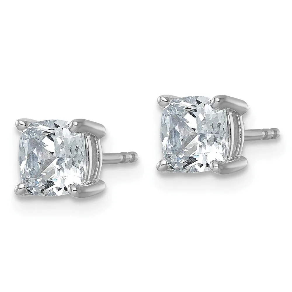 14k White Gold 2ctw Cushion Lab Grown Diamond Stud Earrings VS Clarity, G-H Color