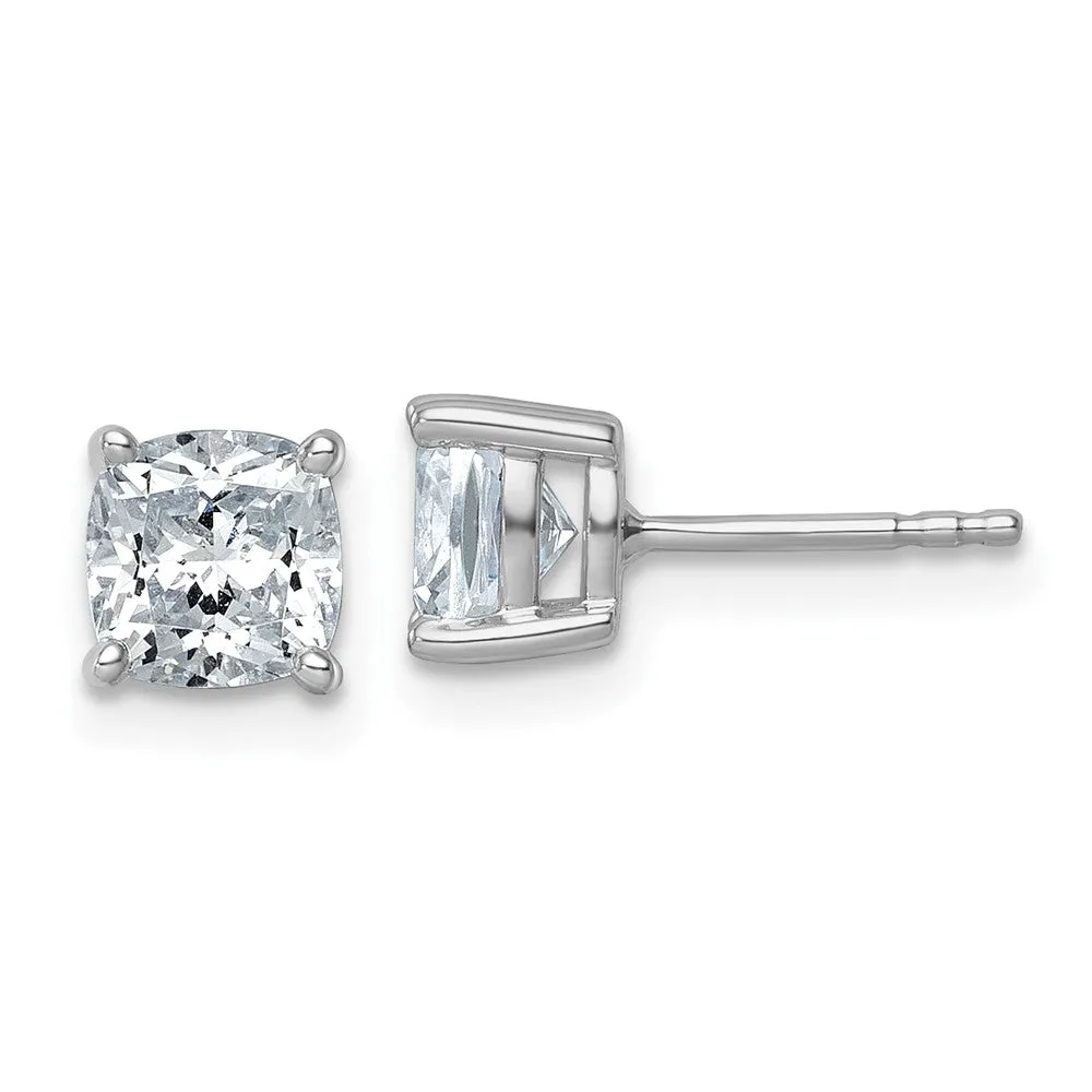 14k White Gold 2ctw Cushion Lab Grown Diamond Stud Earrings VS Clarity, G-H Color