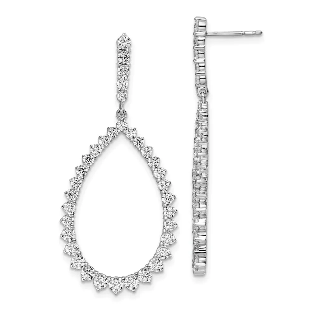 14k White Gold 3 ct Lab Grown Diamond Fancy Dangle Hoop Earrings VS Clarity, D-E Color