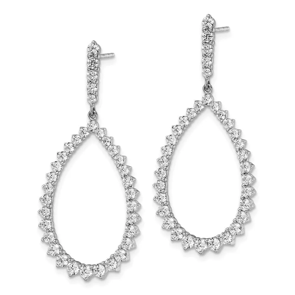 14k White Gold 3 ct Lab Grown Diamond Fancy Dangle Hoop Earrings VS Clarity, D-E Color