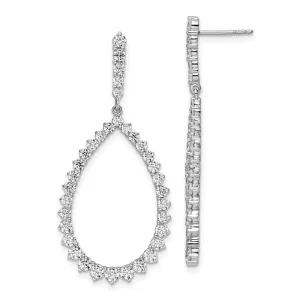 14k White Gold 3 ct Lab Grown Diamond Fancy Dangle Hoop Earrings VS Clarity, D-E Color