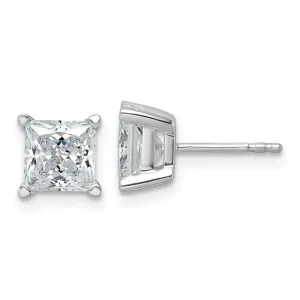 14k White Gold 3 ct Princess Lab Grown Diamond Stud Earrings VS Clarity, D-E Color