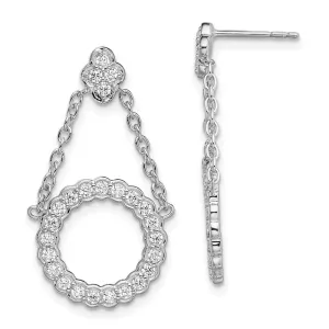 14K White Gold 3/4 ct Lab Grown Diamond Circle Chain Drop Dangle Earrings VS Clarity, G-H Color