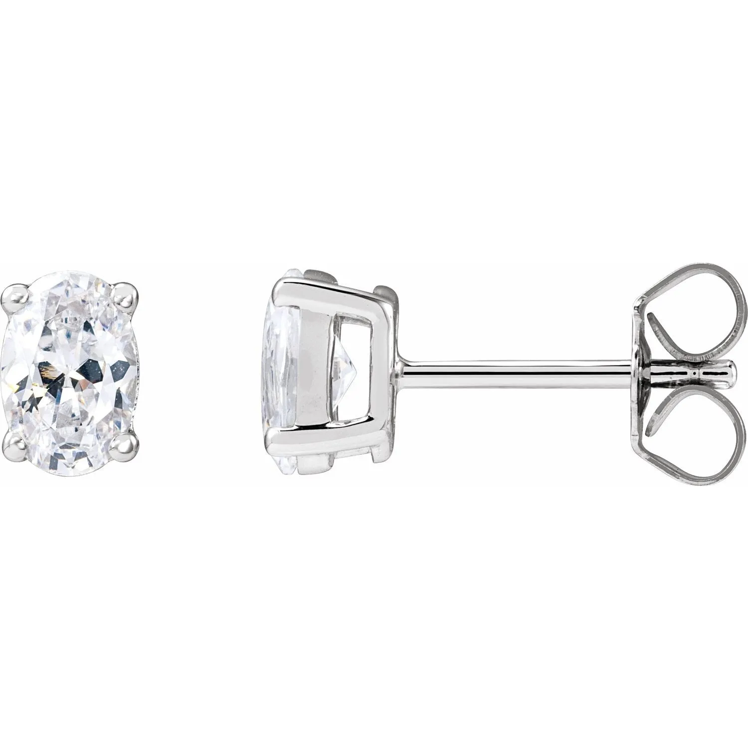 14K White Gold 3/4ct Lab-Grown Diamond Stud Earrings Clarity SI, Color G-H
