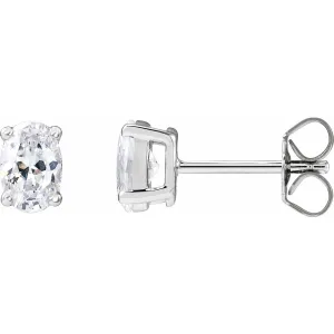 14K White Gold 3/4ct Lab-Grown Diamond Stud Earrings Clarity SI, Color G-H