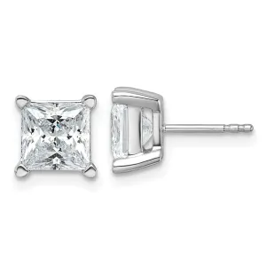 14k White Gold 5 ct Princess Lab Grown Diamond Stud Earrings VS Clarity, D-E Color