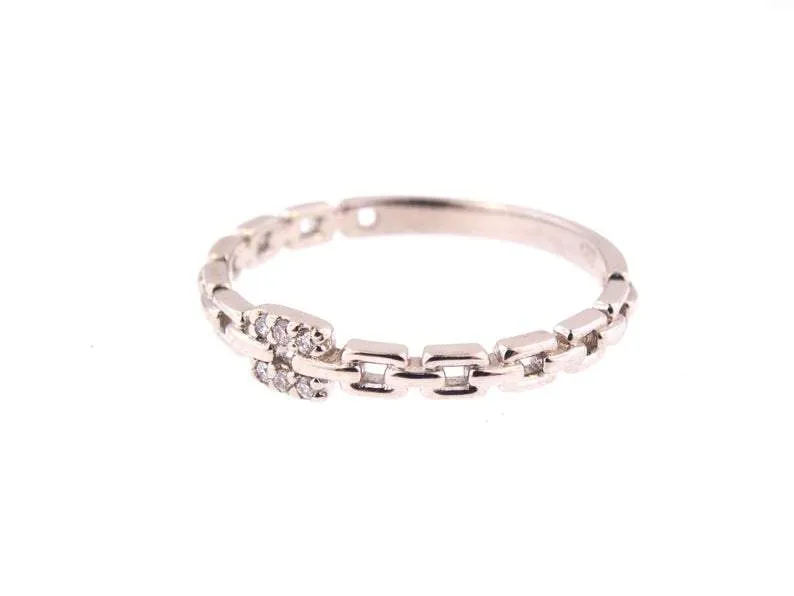 14K White Gold Chain Fashion Band with Diamonds