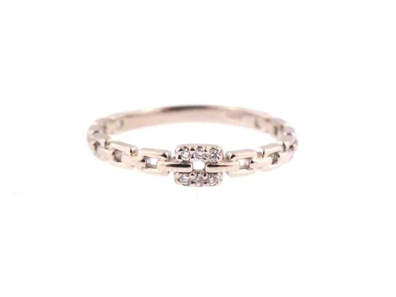 14K White Gold Chain Fashion Band with Diamonds
