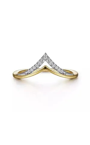 14K White-Yellow Gold Diamond Chevron Ring G14615