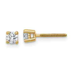 14k Yellow Gold 1/4 ct Round Lab Grown Diamond Stud Earrings Screw Back VS Clarity, G-H Color