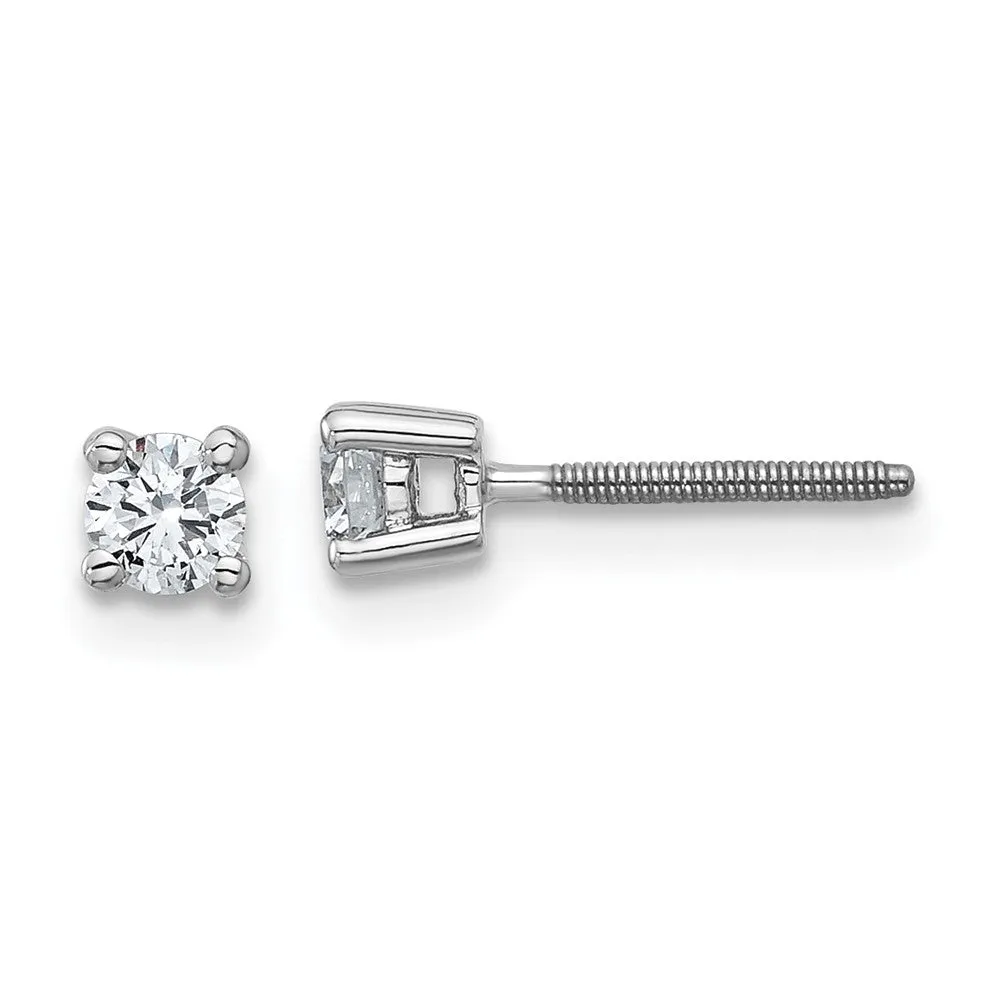 14k Yellow Gold 1/4 ct Round Lab Grown Diamond Stud Earrings Screw Back VS Clarity, G-H Color