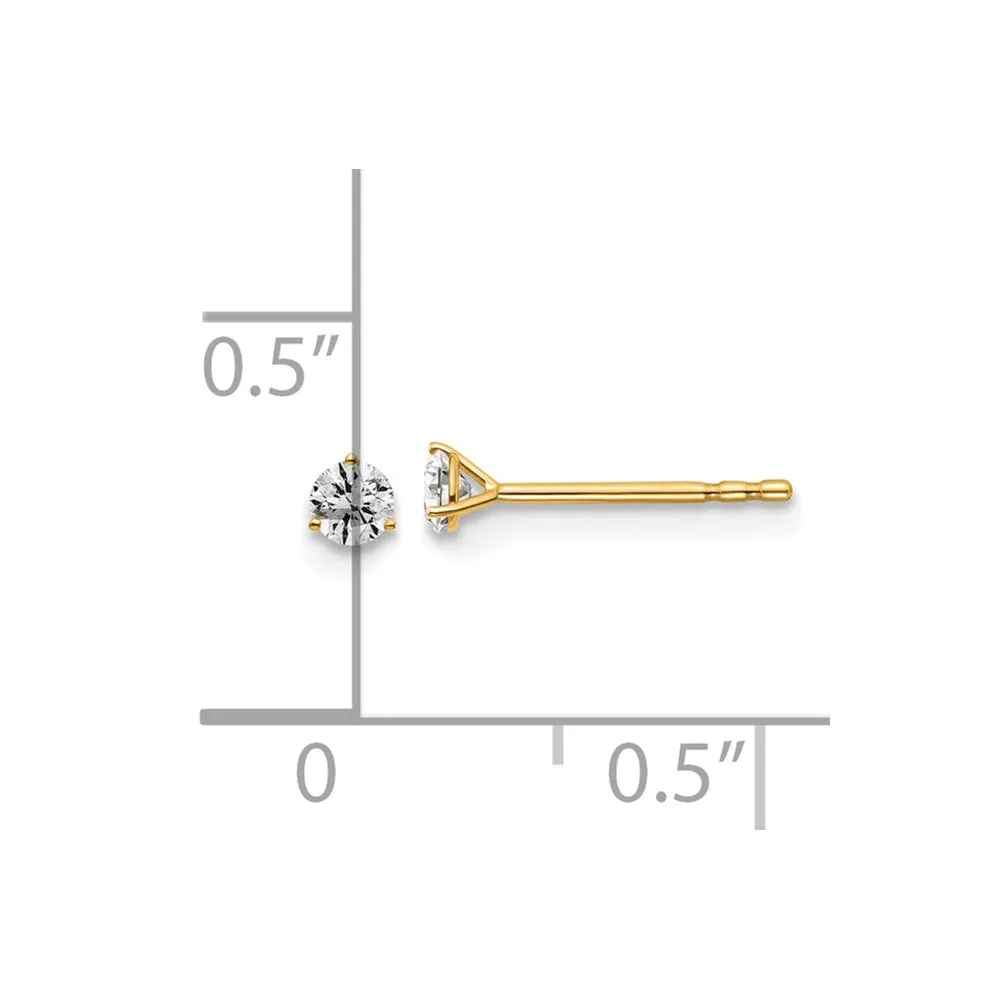 14k Yellow Gold 1/7 ct Round Lab Grown Diamond Stud Earrings VS Clarity, G-H Color