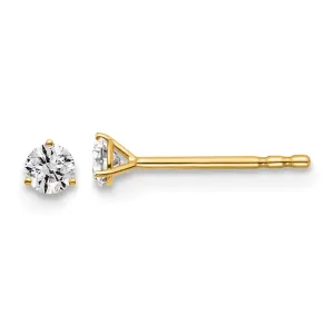 14k Yellow Gold 1/7 ct Round Lab Grown Diamond Stud Earrings VS Clarity, G-H Color