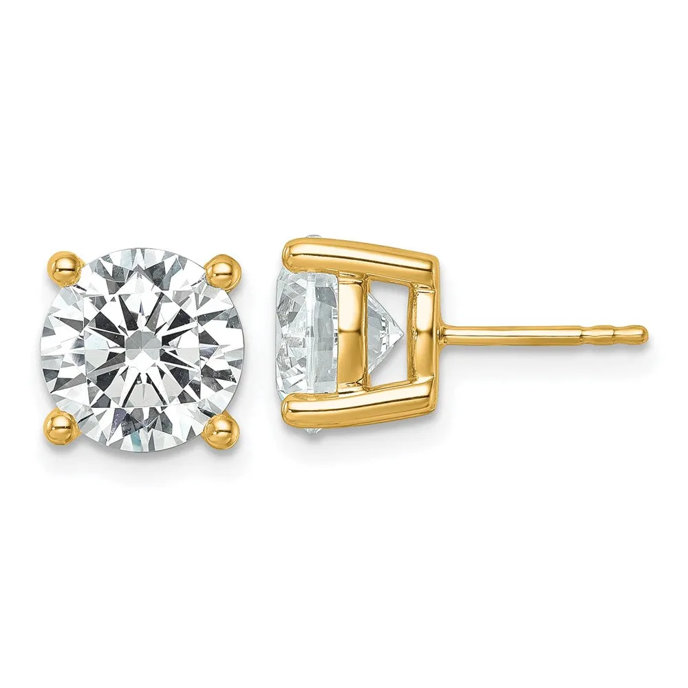 14k Yellow Gold 6 ct Round Lab Grown Diamond Stud Earrings VS Clarity, G-H Color