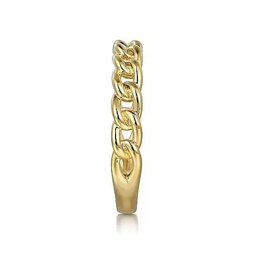 14K Yellow Gold Cuban Link Stackable Fashion Ring