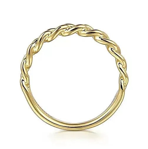 14K Yellow Gold Cuban Link Stackable Fashion Ring