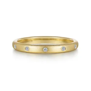 14K Yellow Gold Diamond Stackable Ladies Ring
