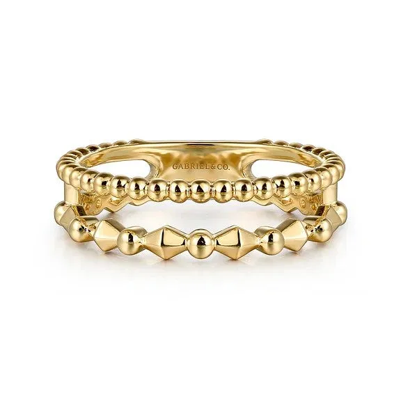 14K Yellow Plain Gold Bujukan Pyramid Easy Stackable Ring