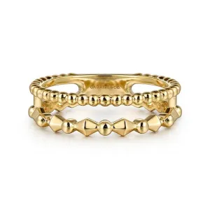 14K Yellow Plain Gold Bujukan Pyramid Easy Stackable Ring
