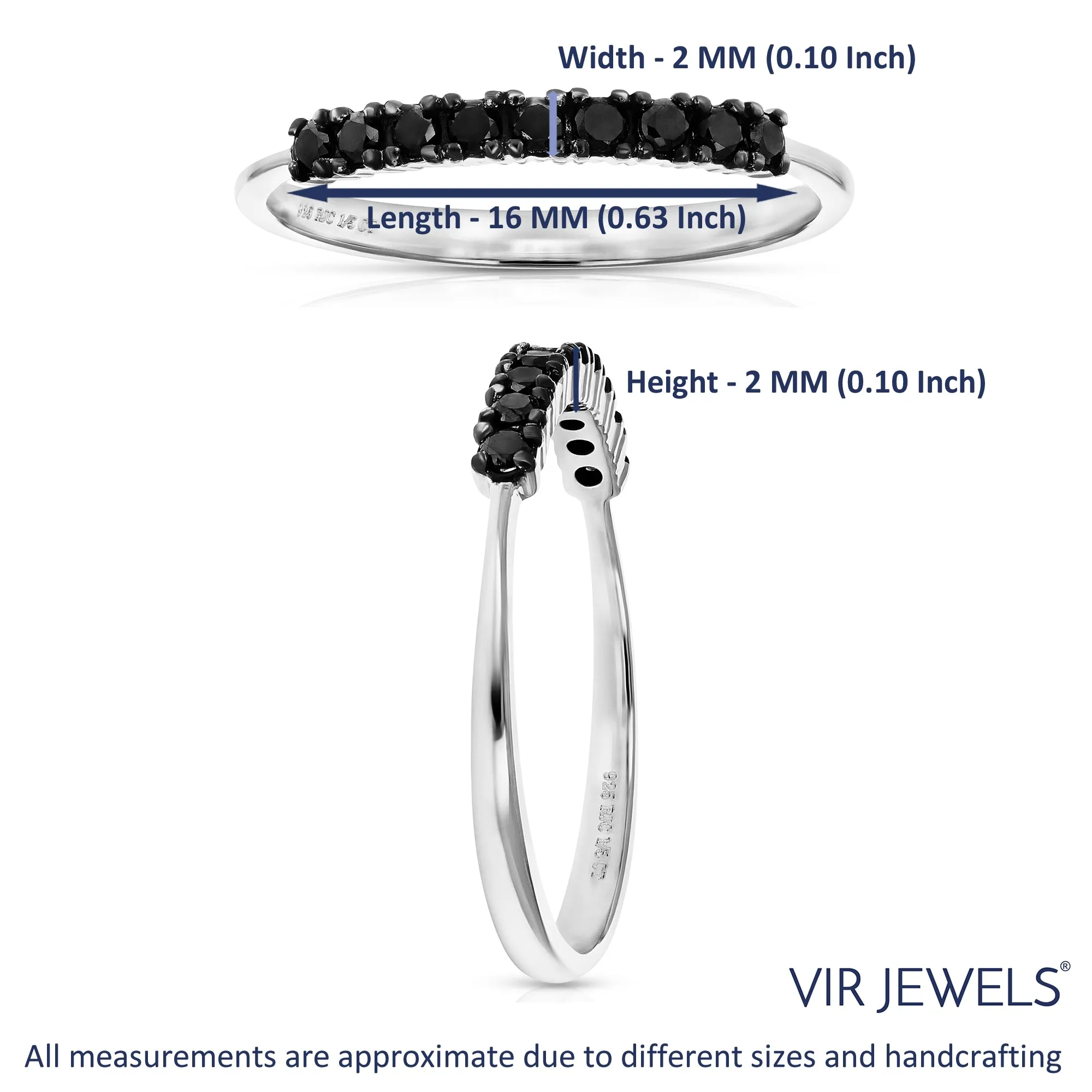 1/5 cttw Black Diamond Wedding Band in Sterling Silver