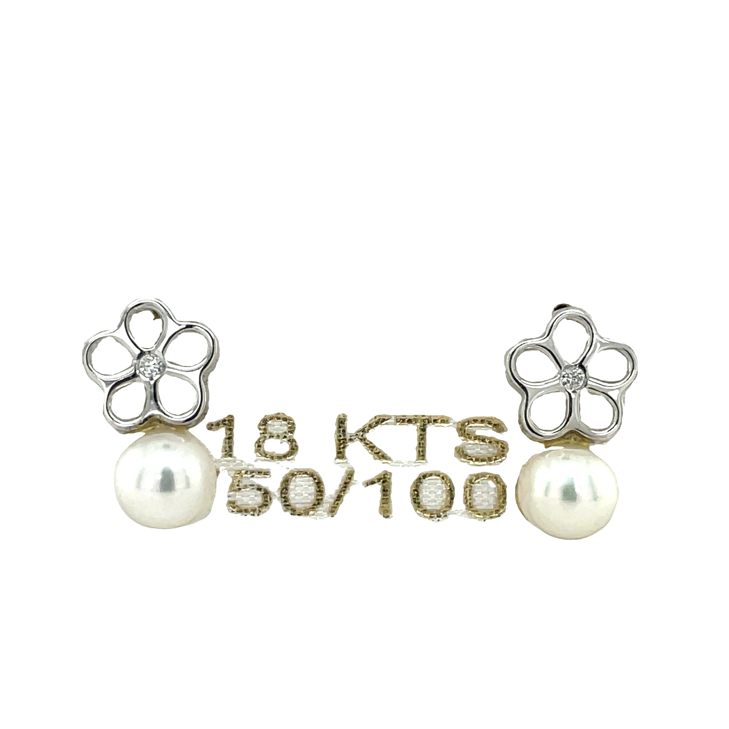 18K White Gold Pearl Baby Earrings