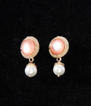1920s Pink Pearl Art Deco Earrings