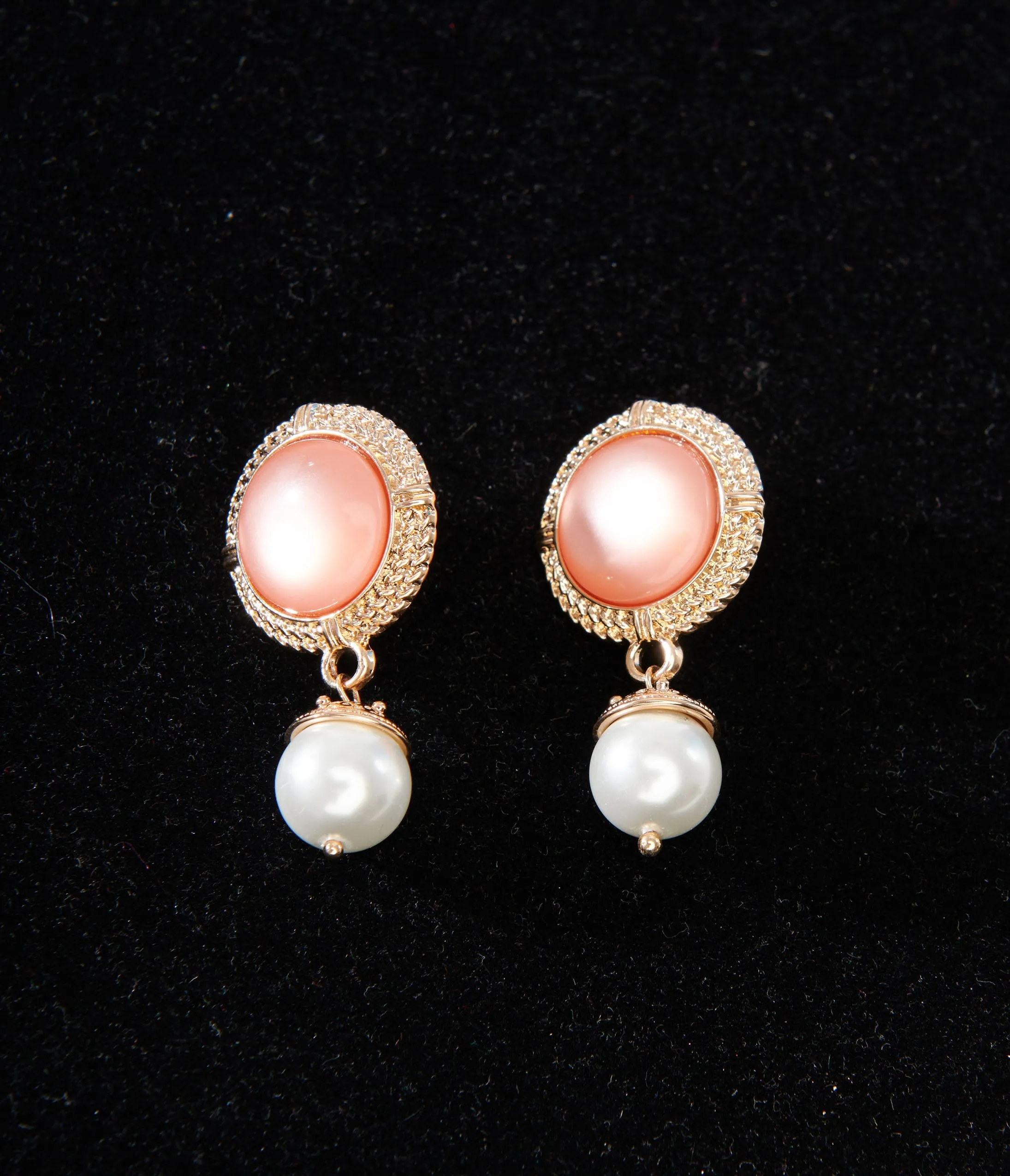 1920s Pink Pearl Art Deco Earrings