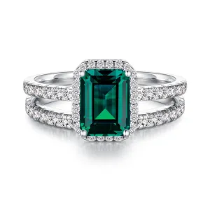 2 CT. Lab Grown Emerald Ring Bridal Set In Sterling Silver