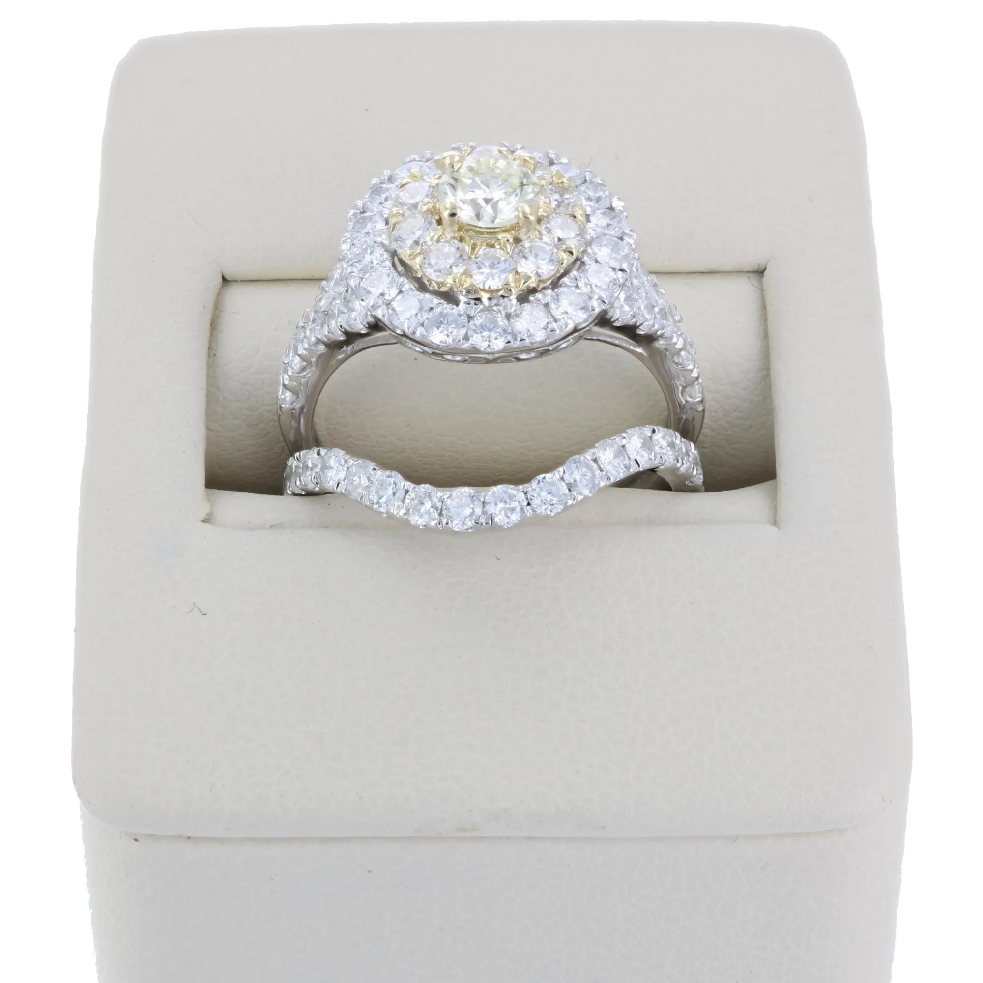 2 cttw Diamond Curve Bridal Set in 14K Two Tone Gold