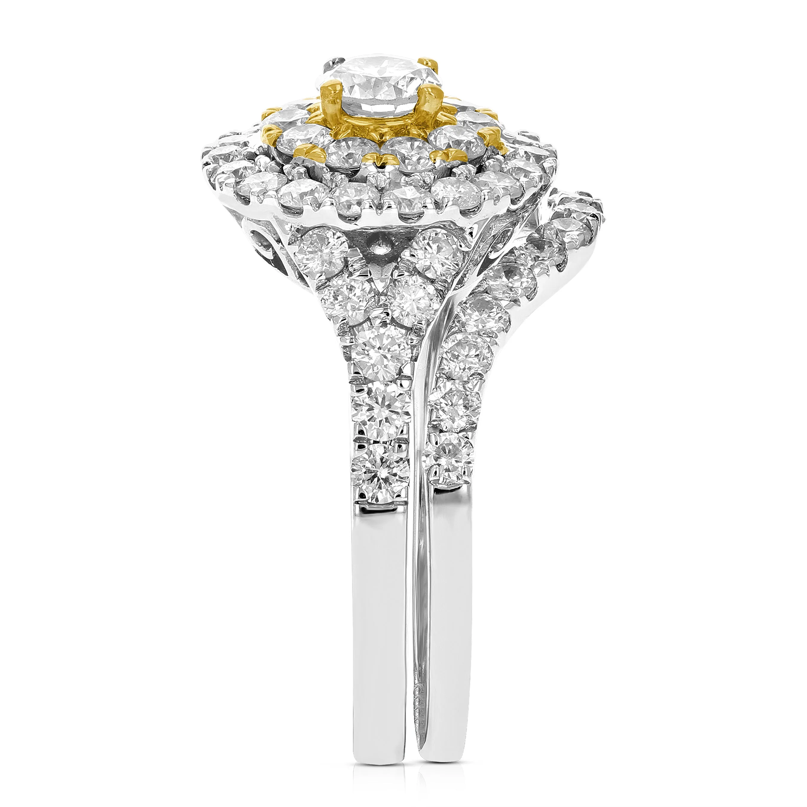 2 cttw Diamond Curve Bridal Set in 14K Two Tone Gold