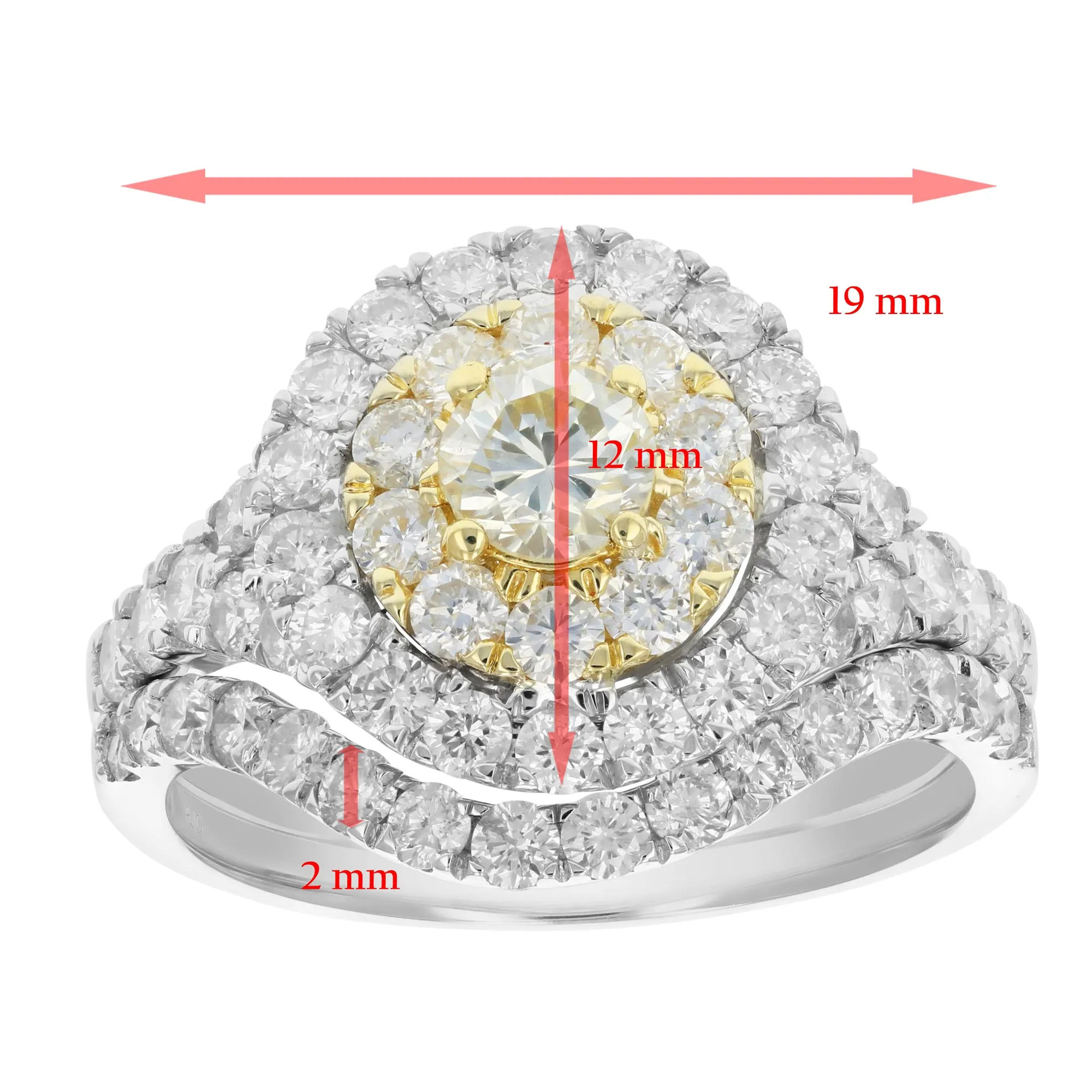 2 cttw Diamond Curve Bridal Set in 14K Two Tone Gold
