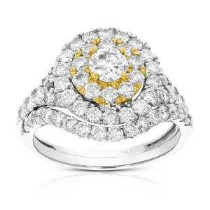 2 cttw Diamond Curve Bridal Set in 14K Two Tone Gold